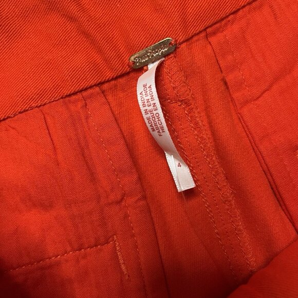 Free People Needed Breaking Trouser Pants Mid Rise Vibrant Red Orange NWOT Sz 4 - Picture 4 of 5